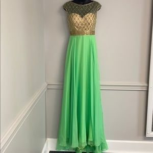Beaded illusion neckline keyhole back prom dress